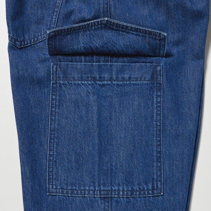 uniqlo denim wide legrgo damjeans blå