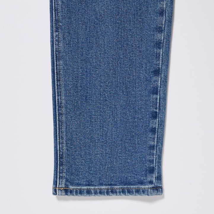 grå uniqlo slim fit raka jeans för kvinnor
