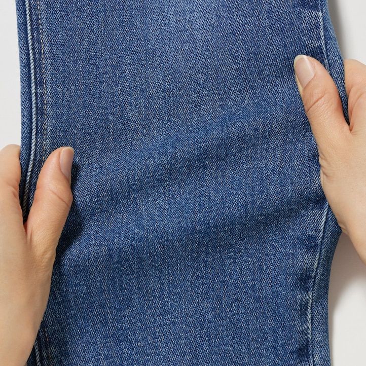 grå uniqlo slim fit raka jeans för kvinnor