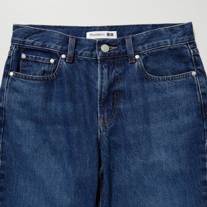 mörkgrå uniqlo slim fit raka jeans för kvinnor