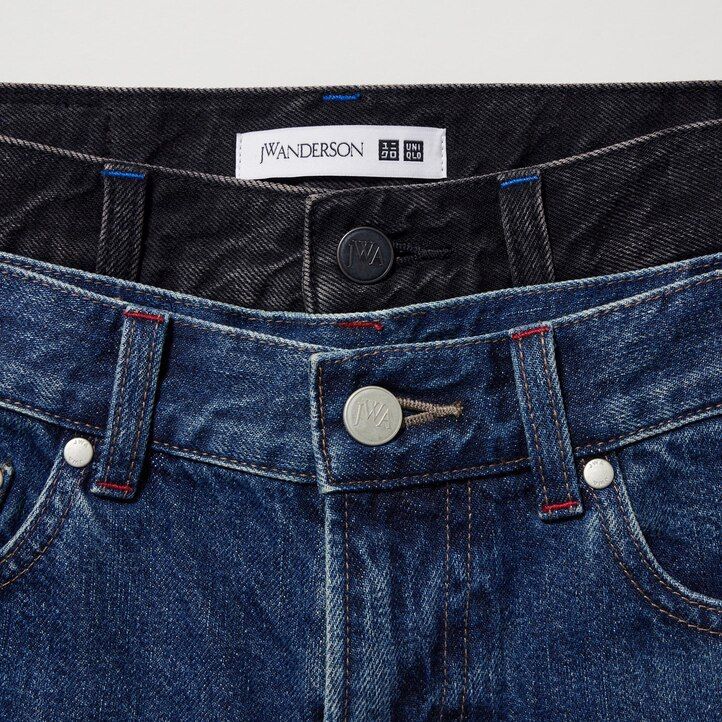 mörkgrå uniqlo slim fit raka jeans för kvinnor