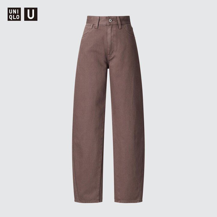 olivgröna uniqlo böjda jeans för kvinnor
