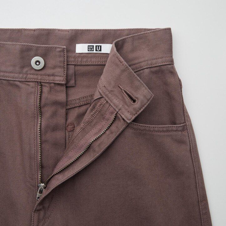 olivgröna uniqlo böjda jeans för kvinnor