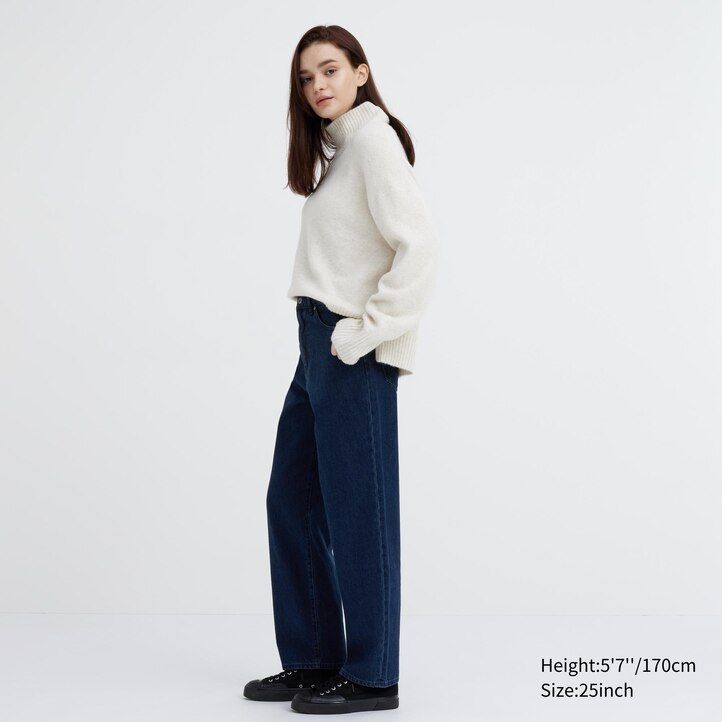 uniqlo vida ben avsmalnande jeans för kvinnor grå