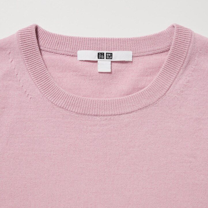 uniqlo 100 extra fin merinoullströja med rund hals blå för damer