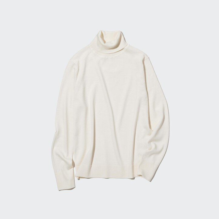 orange uniqlo 100 extra fin merinoullströja för kvinnor