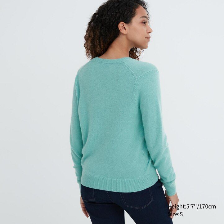 rosa uniqlo 100 shmere v-ringad damtröja