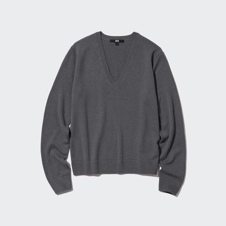 rosa uniqlo 100 shmere v-ringad damtröja