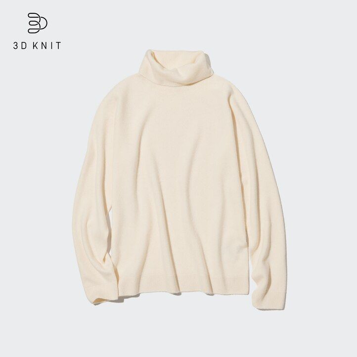 dam uniqlo 100pctshmere 3d stickad seamless tröja marinblå
