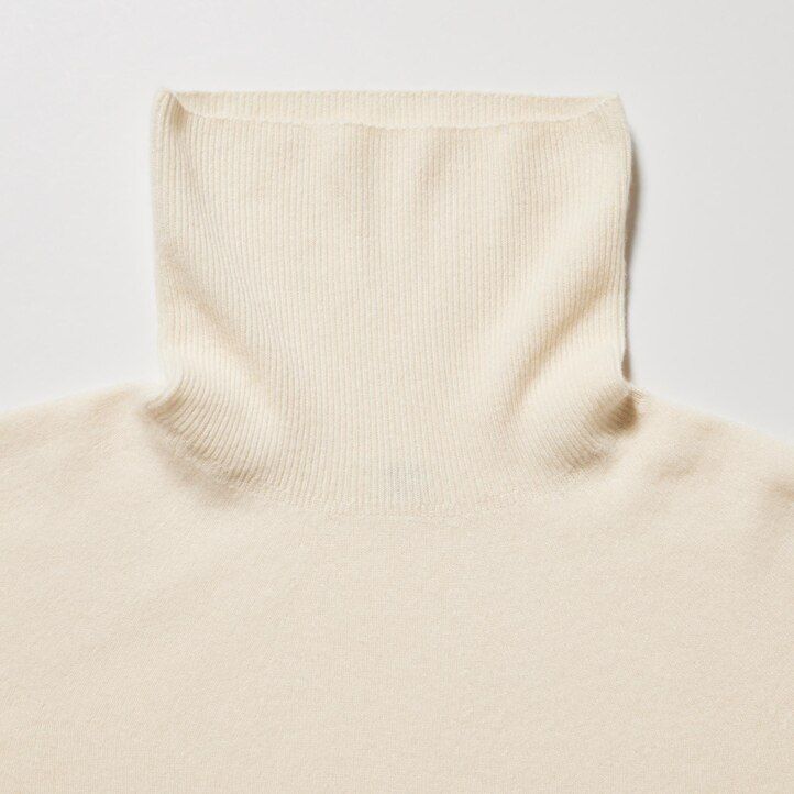 dam uniqlo 100pctshmere 3d stickad seamless tröja marinblå