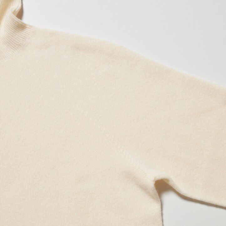 dam uniqlo 100pctshmere 3d stickad seamless tröja marinblå