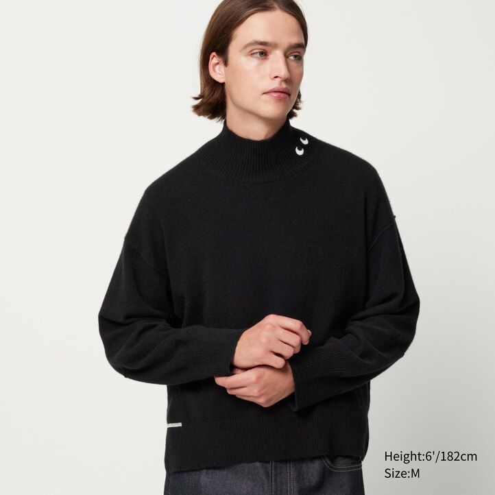 dam uniqlo 100pctshmere höghalsad tröja svart