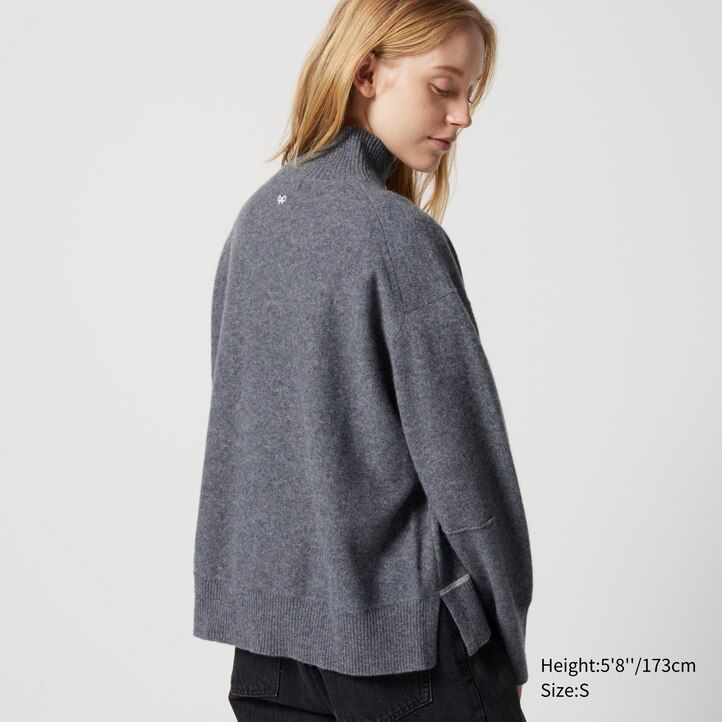 dam uniqlo 100pctshmere höghalsad tröja svart