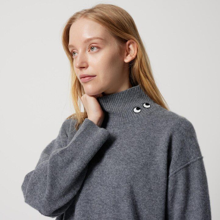 dam uniqlo 100pctshmere höghalsad tröja svart