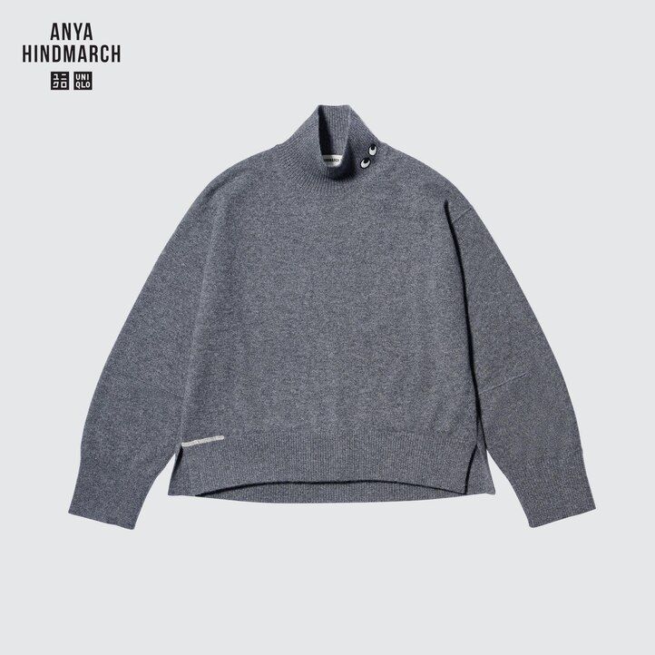 dam uniqlo 100pctshmere höghalsad tröja svart