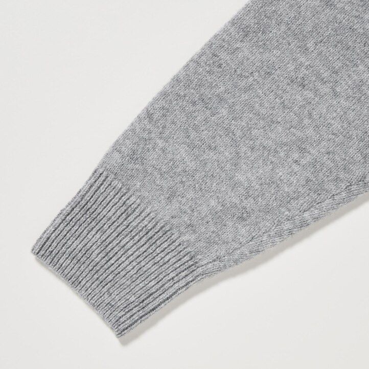 uniqlo premium lammullströjor med argyle-krage för kvinnor ljusgrå