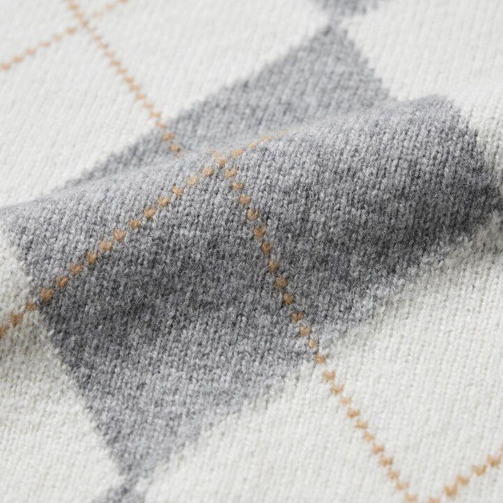 uniqlo premium lammullströjor med argyle-krage för kvinnor ljusgrå