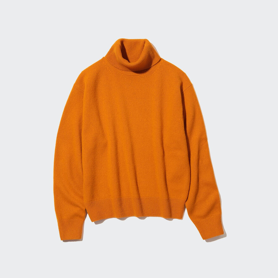 orange uniqlo premium lammullströjor för dam