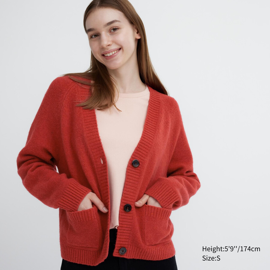 dam uniqlo souffle garntröjor röda