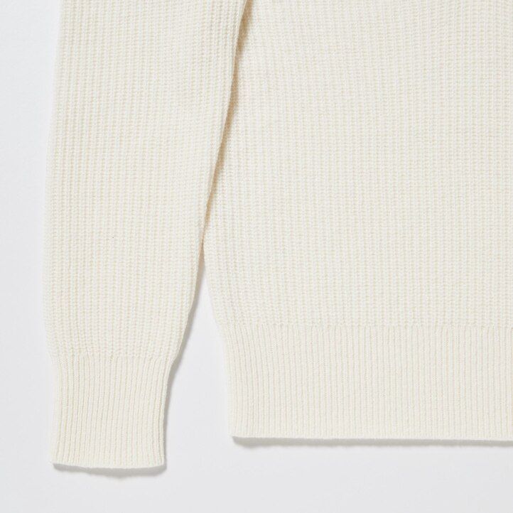 vita stickade uniqlo-tröjor i lammull för kvinnor