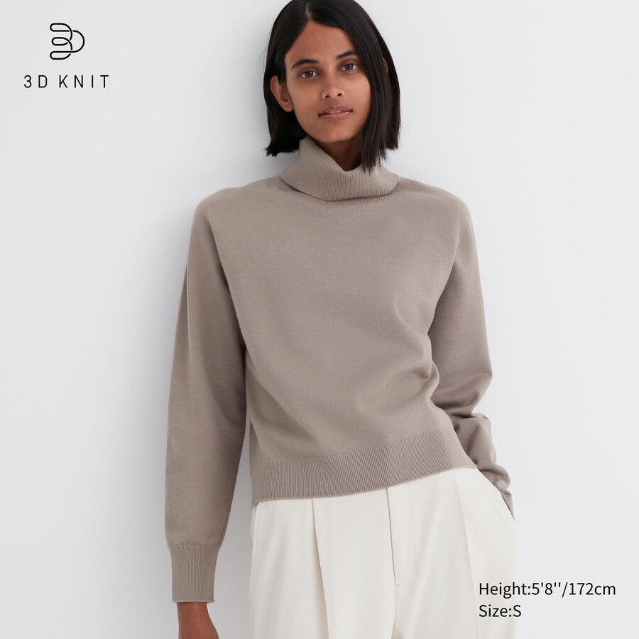 uniqlo 3d knit seamless souffle yarn damtröjor beige
