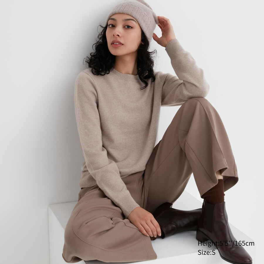 uniqlo 100pctshmere rundringad damtröja beige