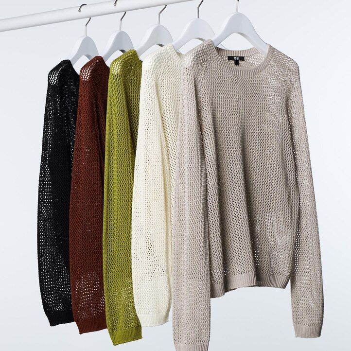 dam uniqlo 3d knit seamless mesh rundringad tröja vita