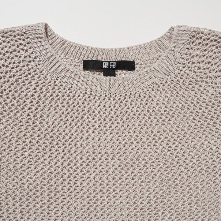 dam uniqlo 3d knit seamless mesh rundringad tröja vita