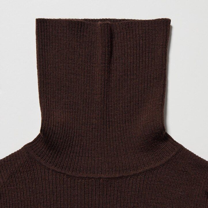 uniqlo 100 extra fin ribbad merinoullströja för kvinnor grå
