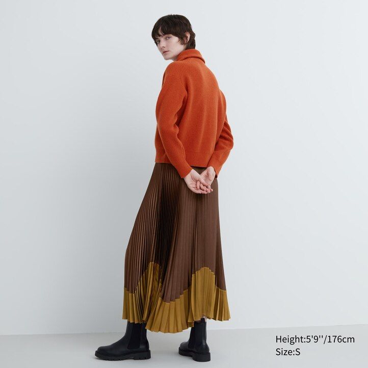 uniqlo premium lammullströjor med halv dragkedja för dam beige