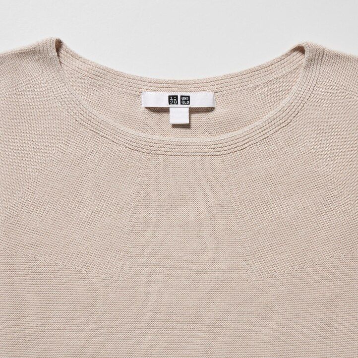 dam uniqlo 3d knit seamless cotton rundringad tröja vit