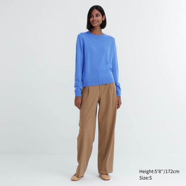 gröna uniqlo 100 shmere rundhalsade tröjor för damer