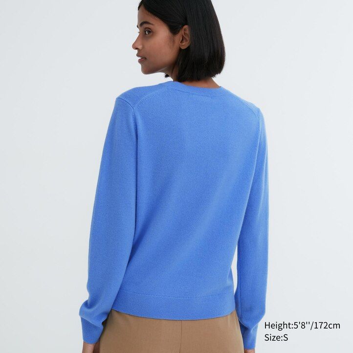 gröna uniqlo 100 shmere rundhalsade tröjor för damer