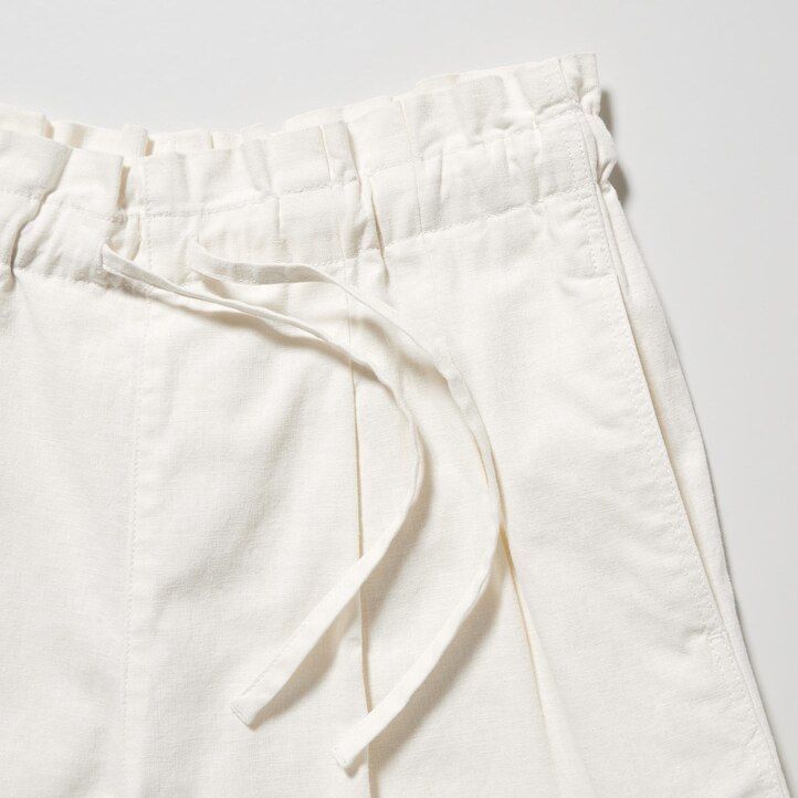 beige uniqlo linne-bomullsshorts för dam