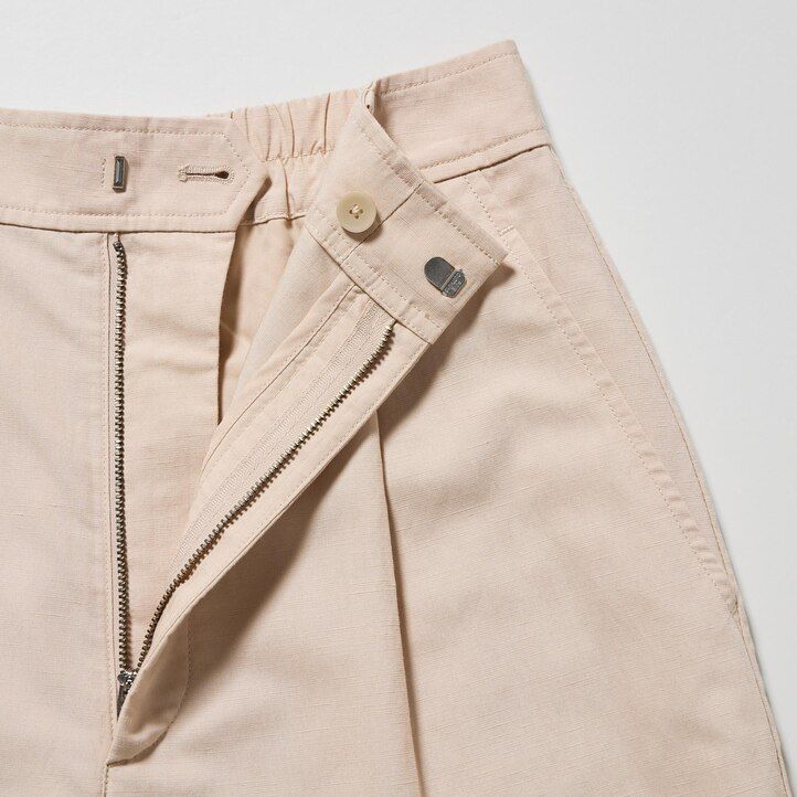 uniqlo linneblandning hög midja damshorts vita
