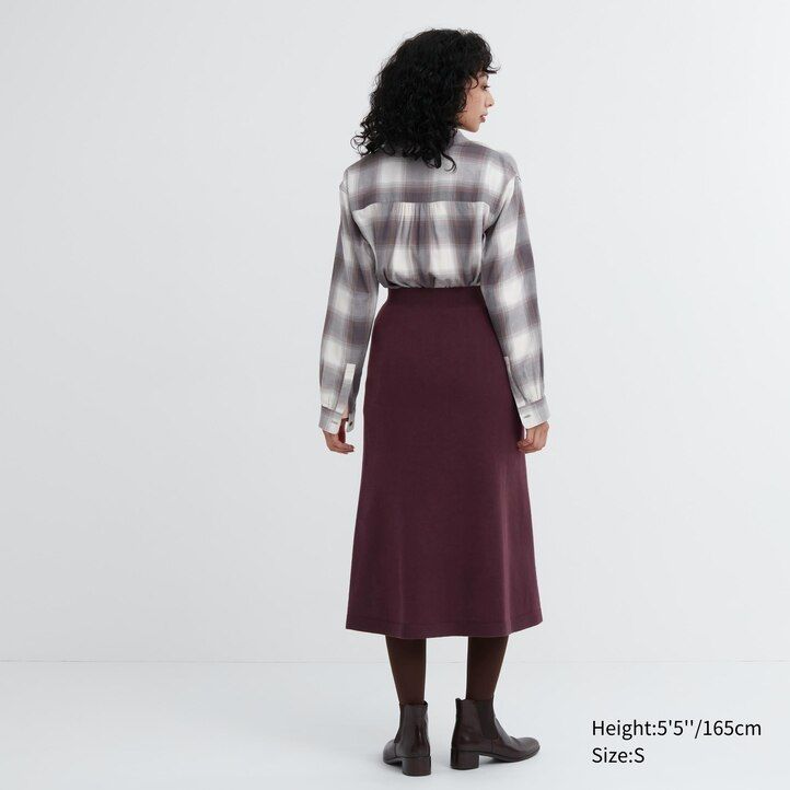 uniqlo 3d knit seamless souffle garn kjolar beige dam