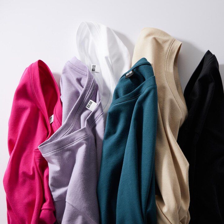 uniqlo 100 supima bomulls-t-shirts med rund hals och ärmar för kvinnor gröna