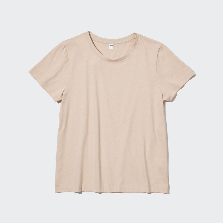 uniqlo 100 supima bomulls-t-shirts med rund hals och ärmar för kvinnor gröna