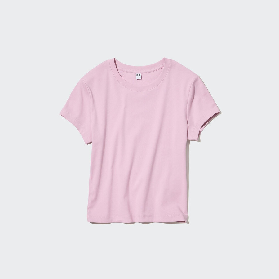 rosa uniqlo t-shirts med kort ärm för kvinnor