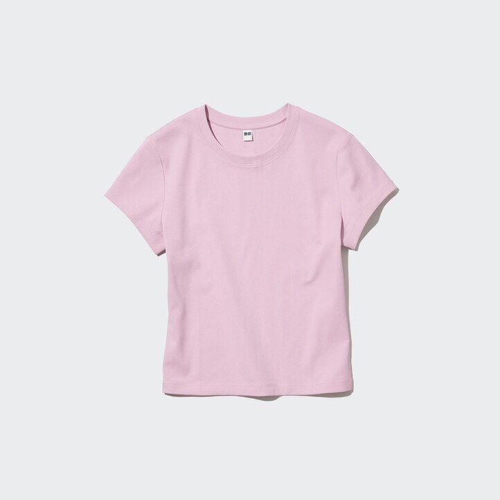 rosa uniqlo t-shirts med kort ärm för kvinnor
