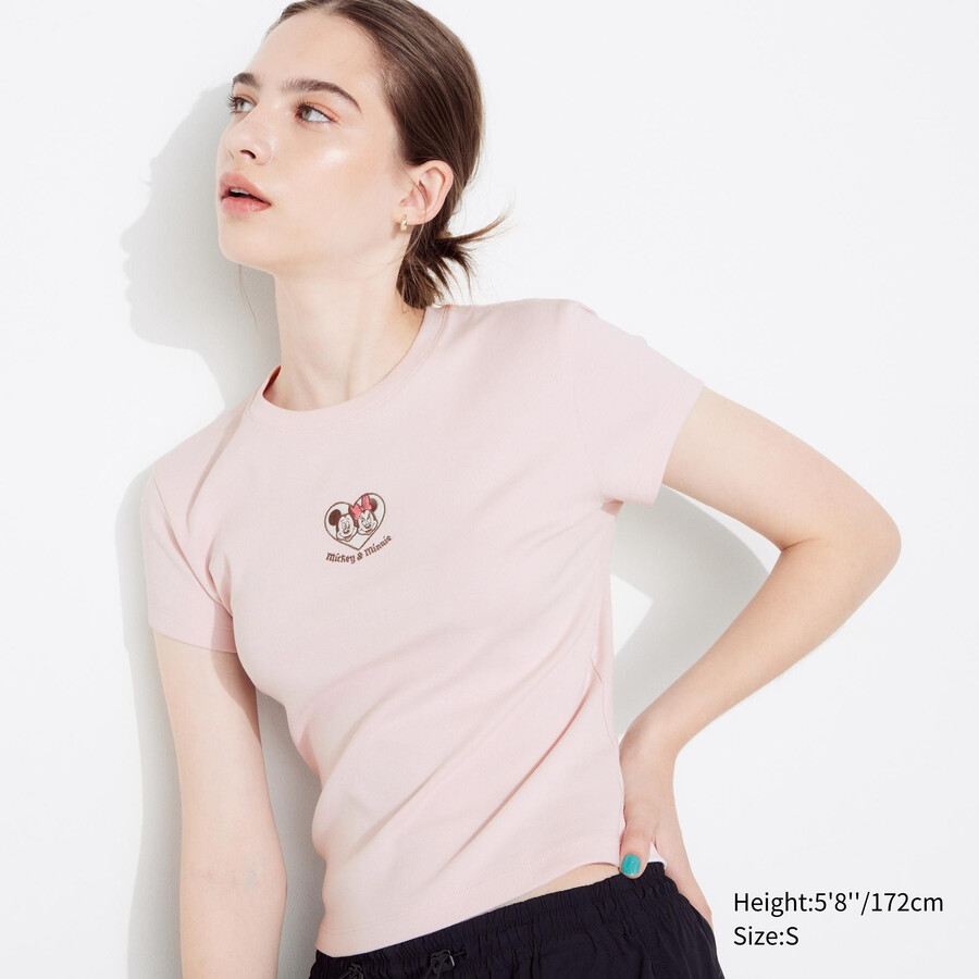 rosa uniqlo disney collection mini ut graphic t-shirts för kvinnor