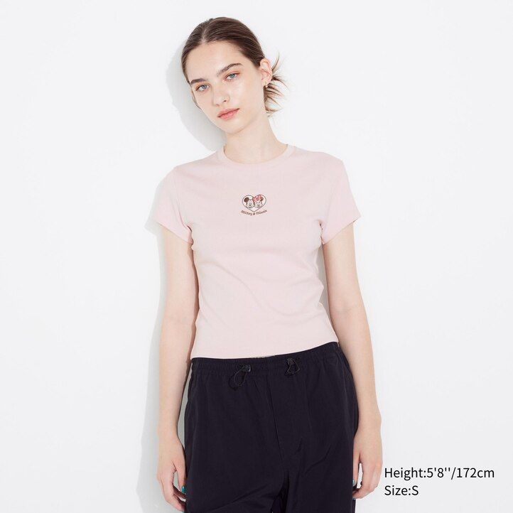 rosa uniqlo disney collection mini ut graphic t-shirts för kvinnor