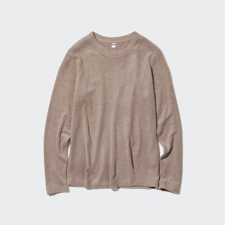 gröna uniqlo heattech fleece rundringad termo-t-shirts för dam