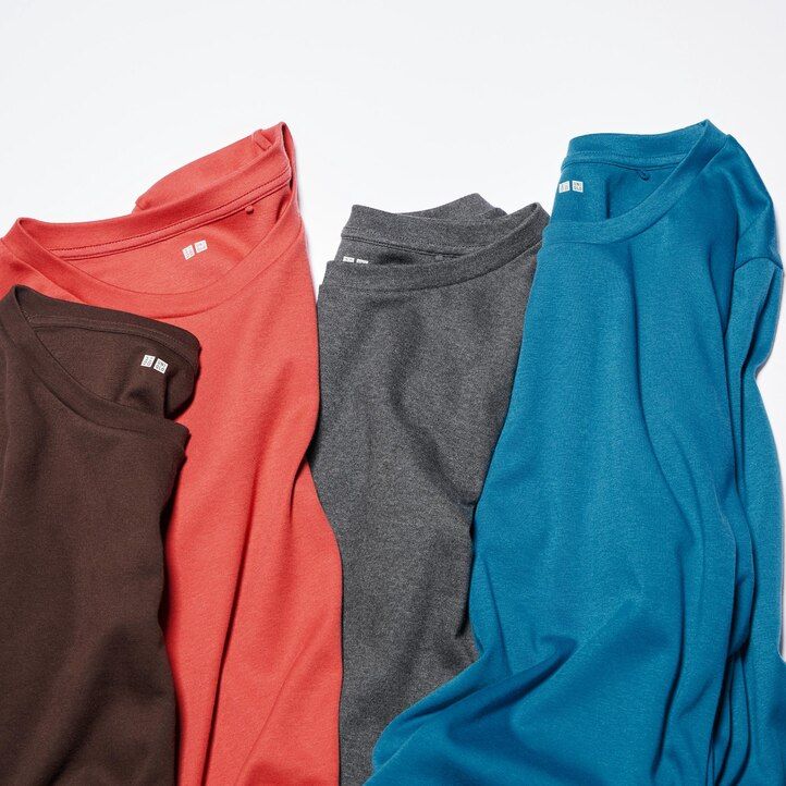 dam uniqlo slät bomulls-t-shirt med rund halsringning grön