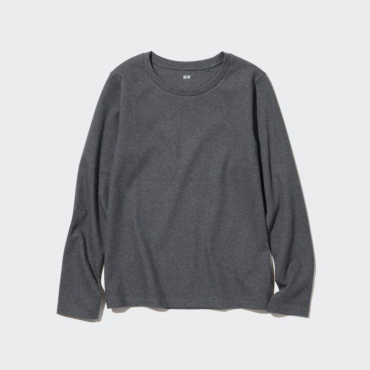 dam uniqlo slät bomulls-t-shirt med rund halsringning grön