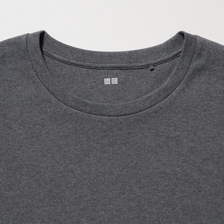 dam uniqlo slät bomulls-t-shirt med rund halsringning grön
