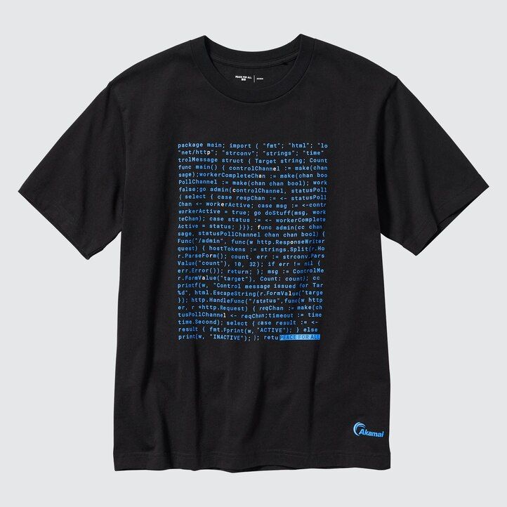 svarta uniqlo peace for all graphic akamai technologies t-shirts för kvinnor