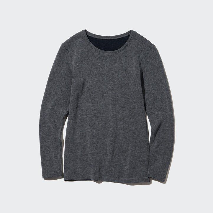 vita uniqlo heattech ultra warm rundhalsad termo-t-shirts för dam