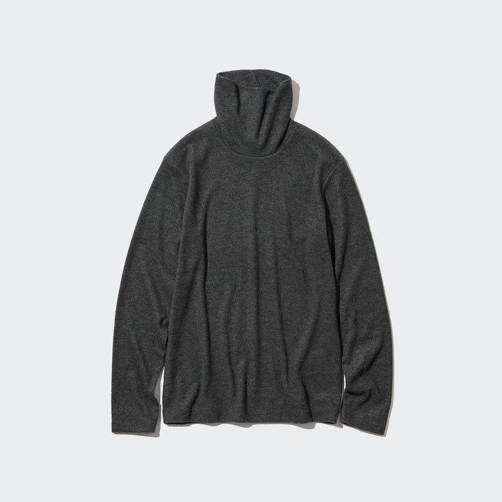 röda uniqlo heattech fleeceärmade termo-t-shirts för dam