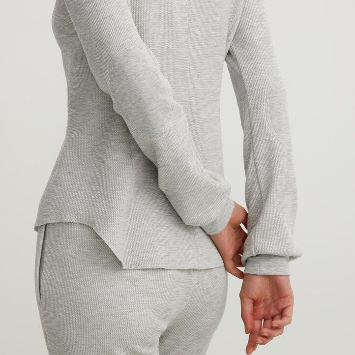 uniqlo heattech extra varm våffelmönstrad termo t-shirt med fyrkantig halsringning dam svart